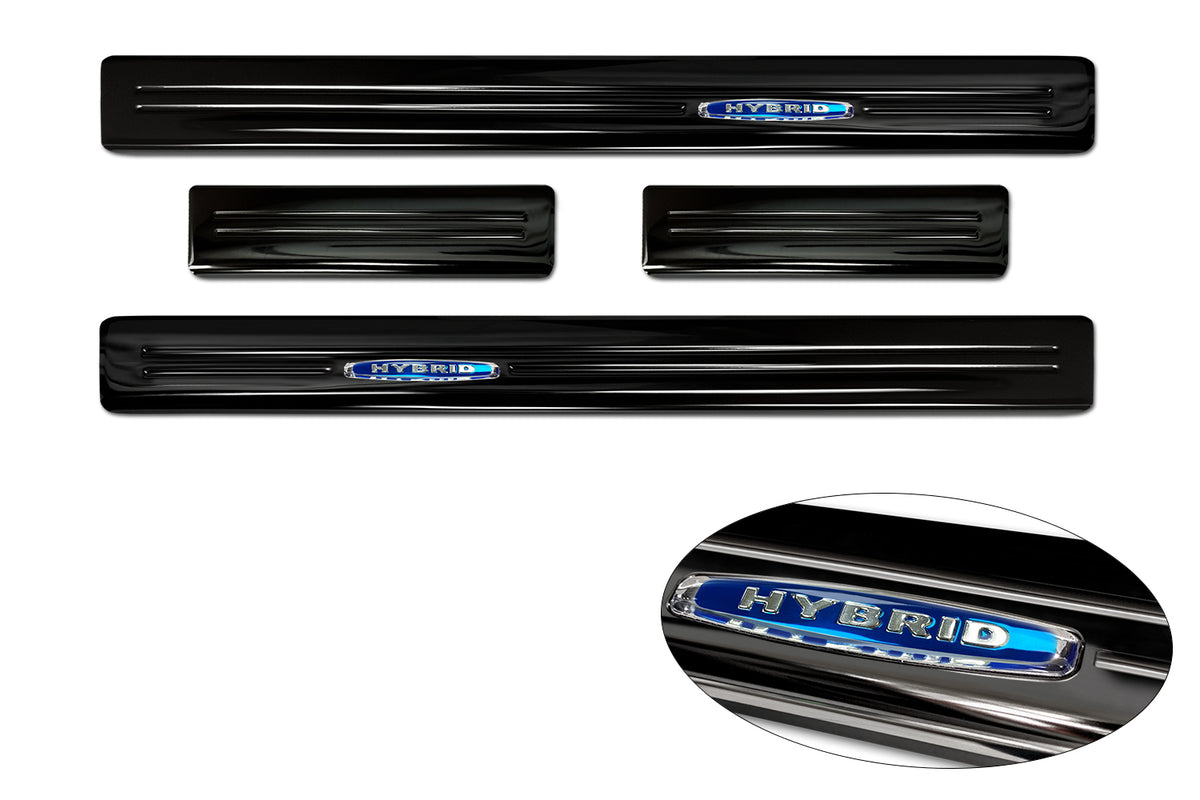 Protector umbral de puertas blue '' HYBRID" HYUNDAI KONA crossover negro espejo