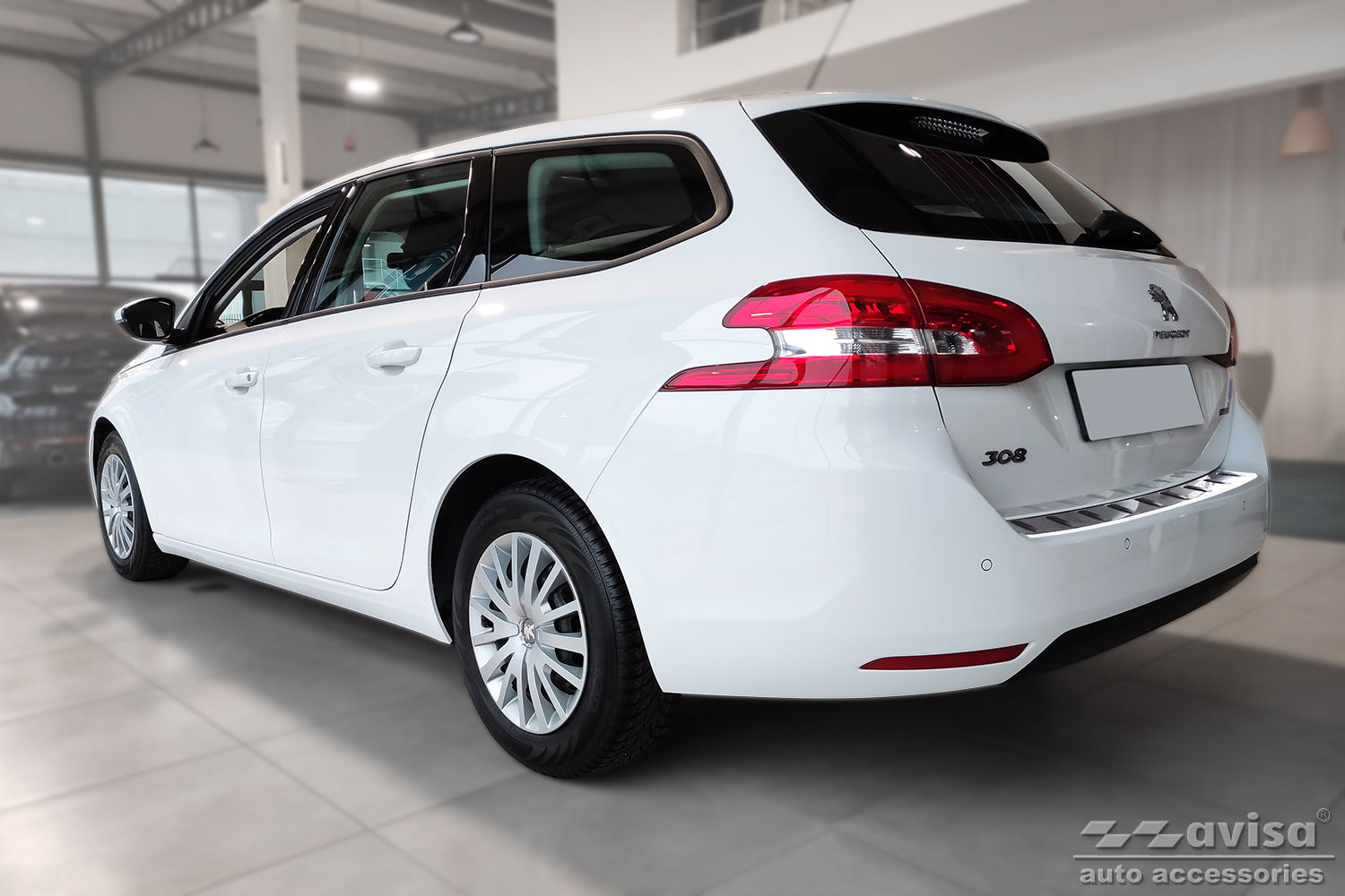 protector de parachoques trasero PEUGEOT 308 SW combi plata