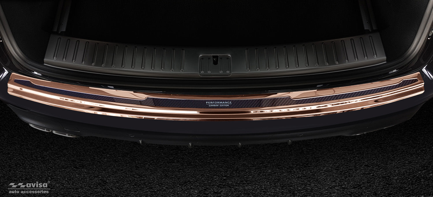 protector de parachoques trasero PORSCHE CAYENNE cobre espejo, cobre fibra de carbono