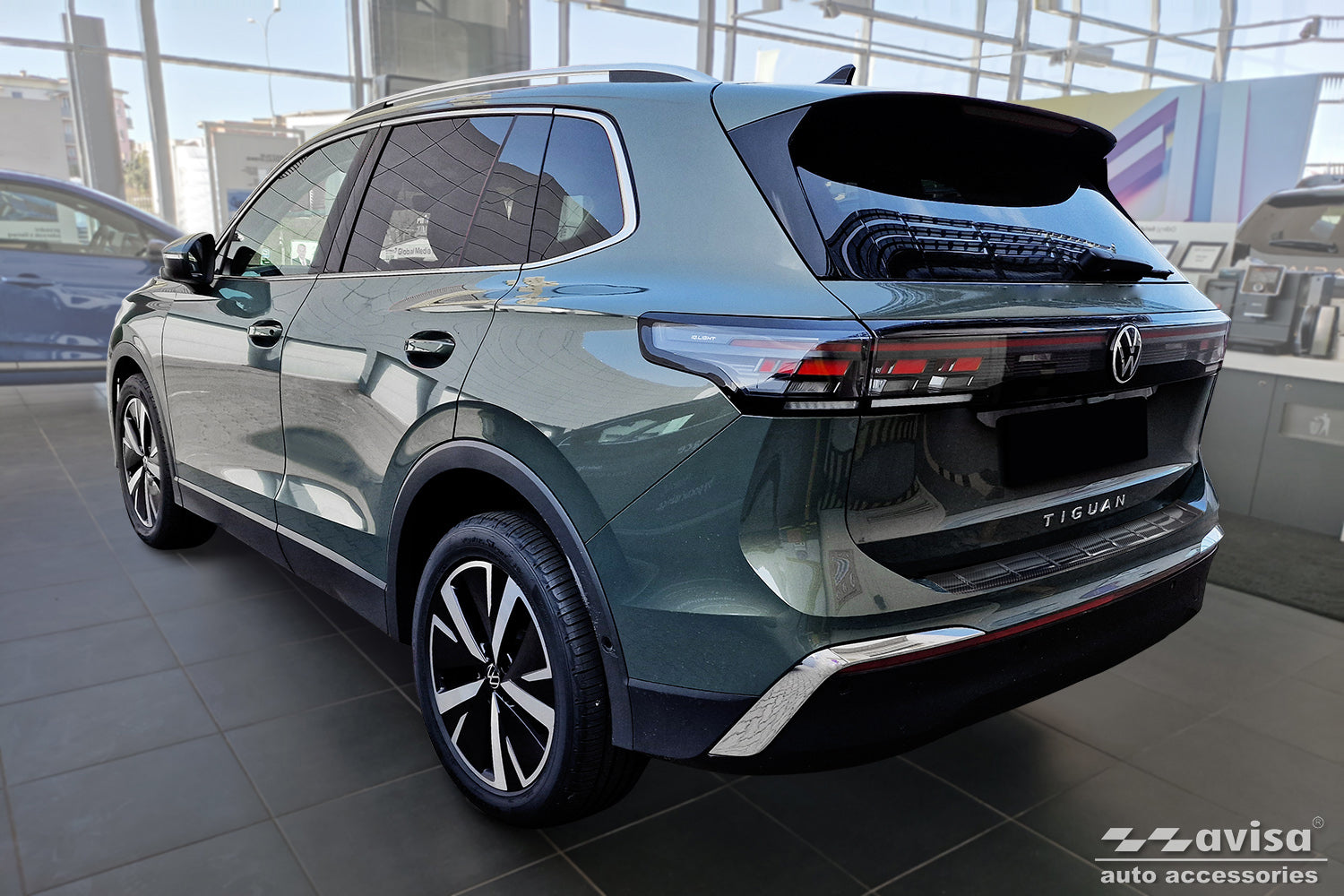 protector de parachoques trasero VW TIGUAN negro 2024+ fibra de carbono