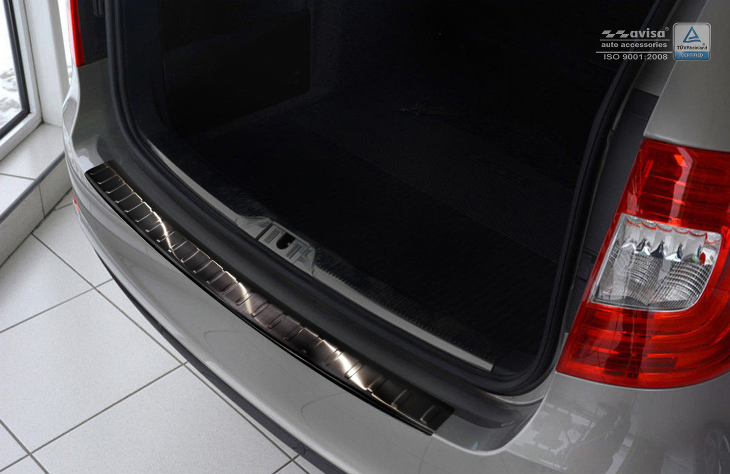 protector de parachoques trasero SKODA SUPERB combi negro 2013-15