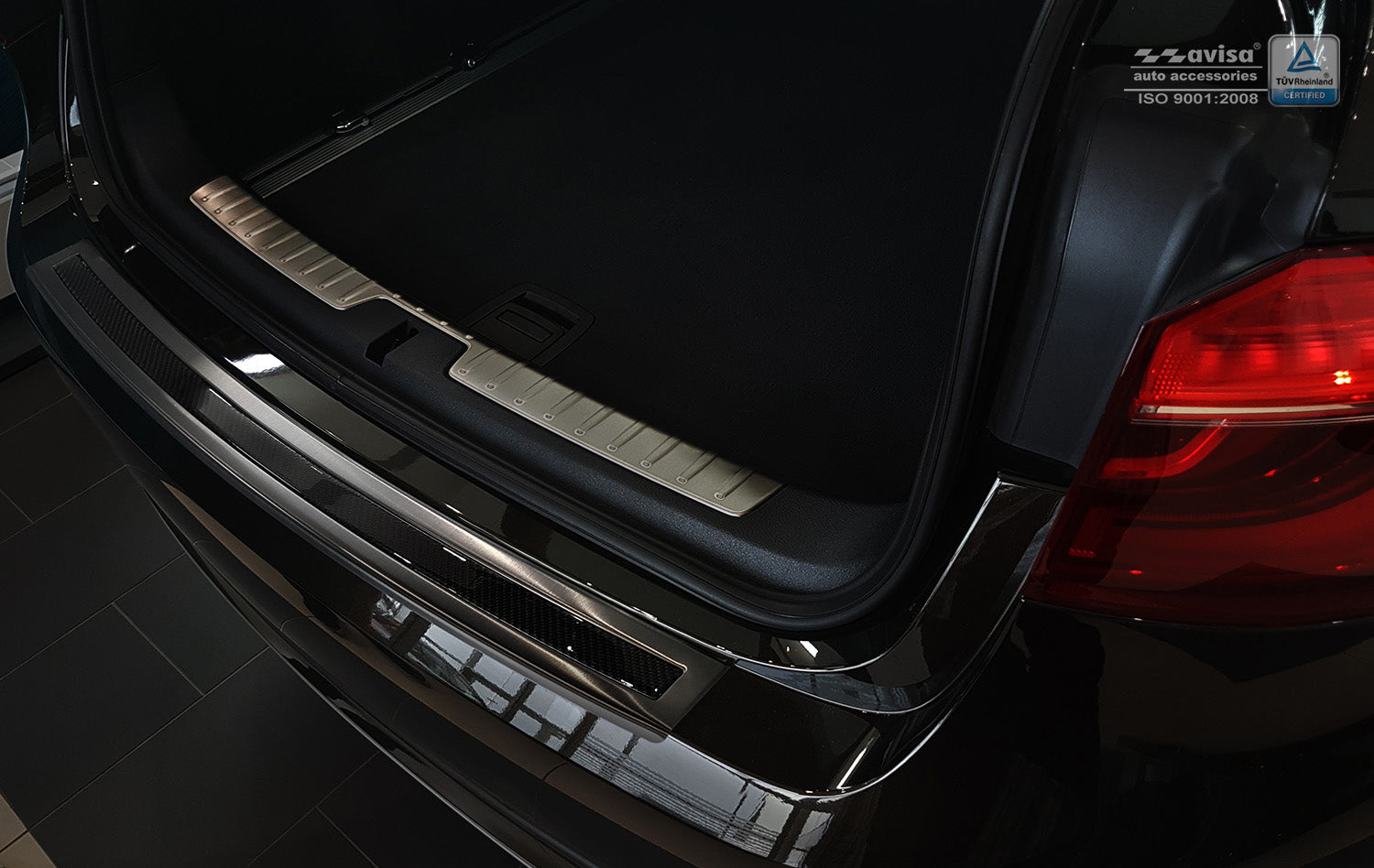 protector de parachoques trasero BMW X6 F16 negro acero, negro fibra de carbono 2014-19
