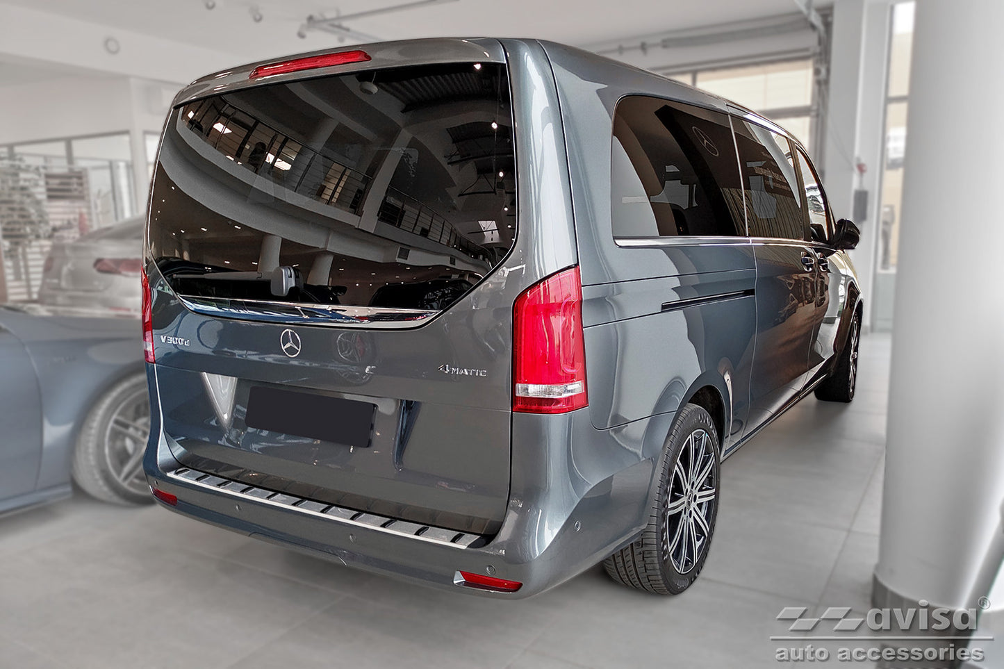 protector de parachoques trasero MERCEDES CLASE V W447 plata satinado