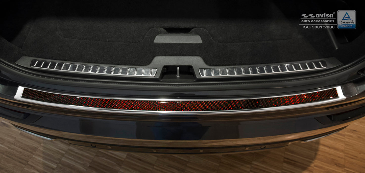 protector de parachoques trasero VOLVO XC90 espejo acero, rojo&negro fibra de carbono