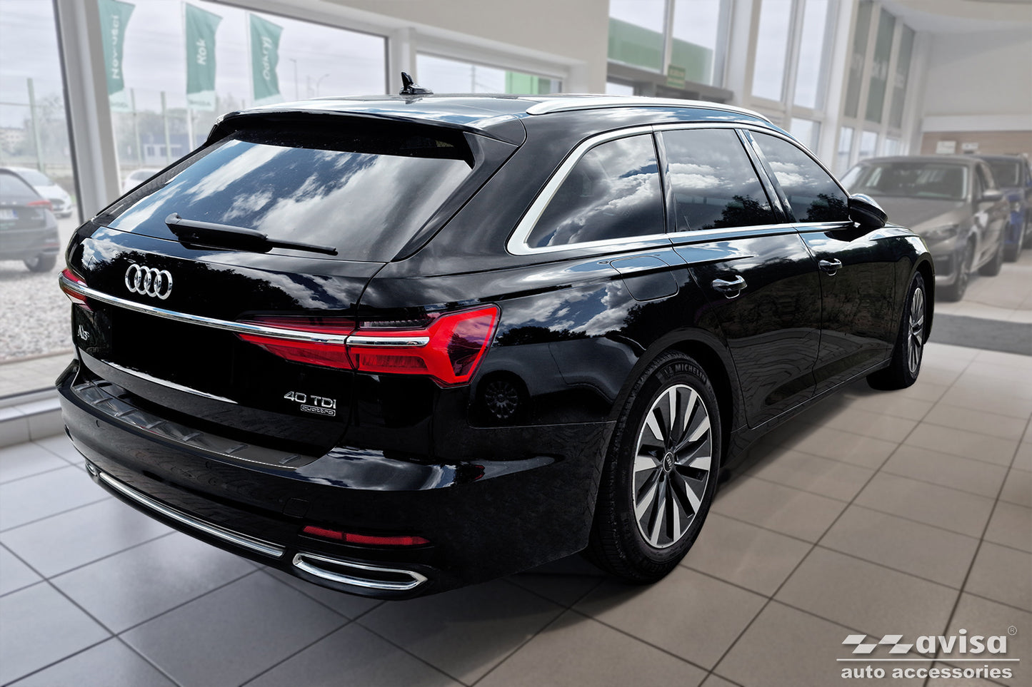 protector de parachoques trasero AUDI A6 C8 negro