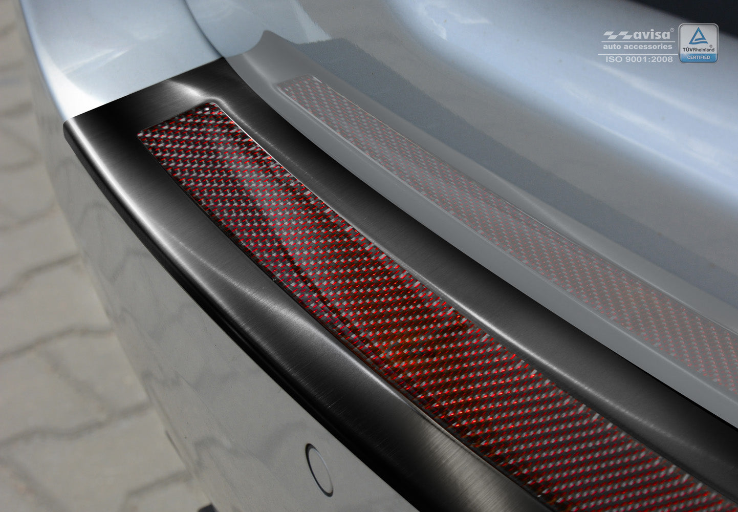protector de parachoques trasero BMW 5 F11 touring negro acero, rojo&negro fibra de carbono