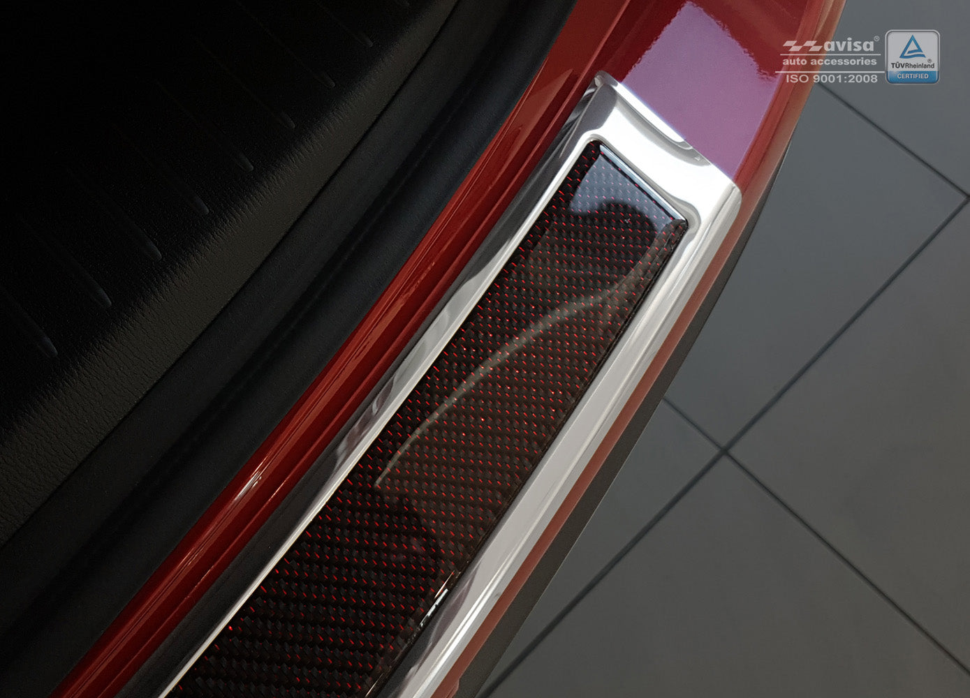 protector de parachoques trasero MAZDA CX-5 miror acero, rojo&negro fibra de carbono