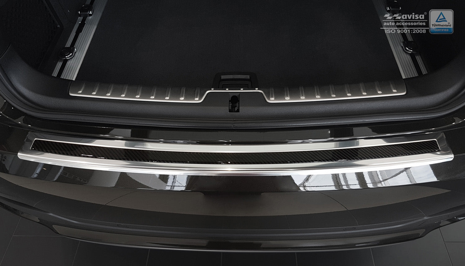 protector de parachoques trasero BMW X6 F16 espejo acero, negro fibra de carbono