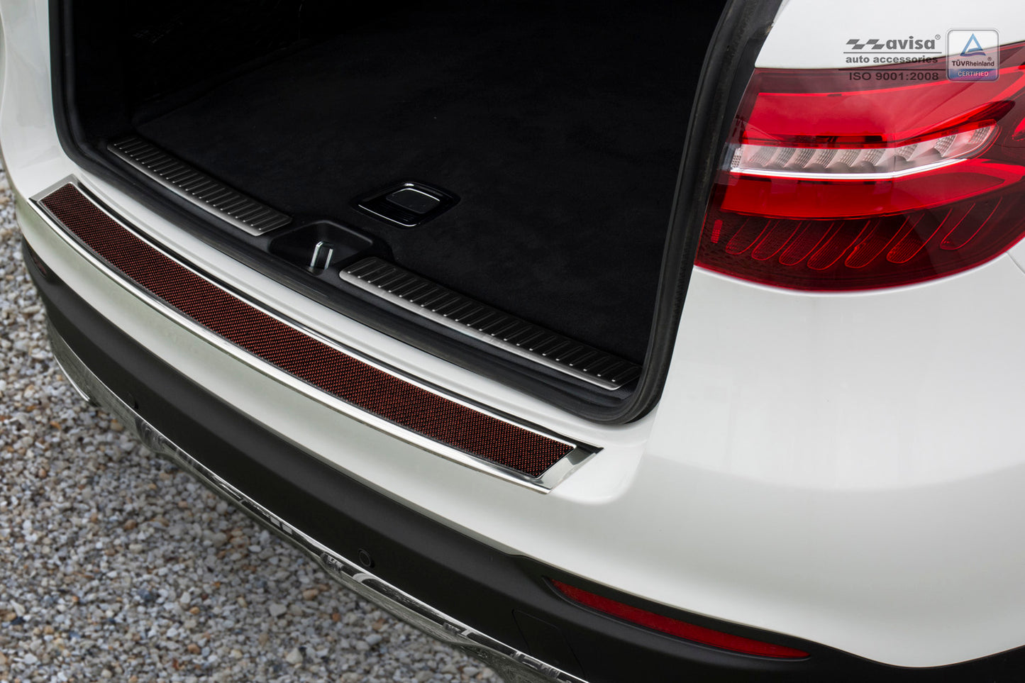 protector de parachoques trasero MERCEDES GLC (X253) miror acero, rojo&negro fibra de carbono