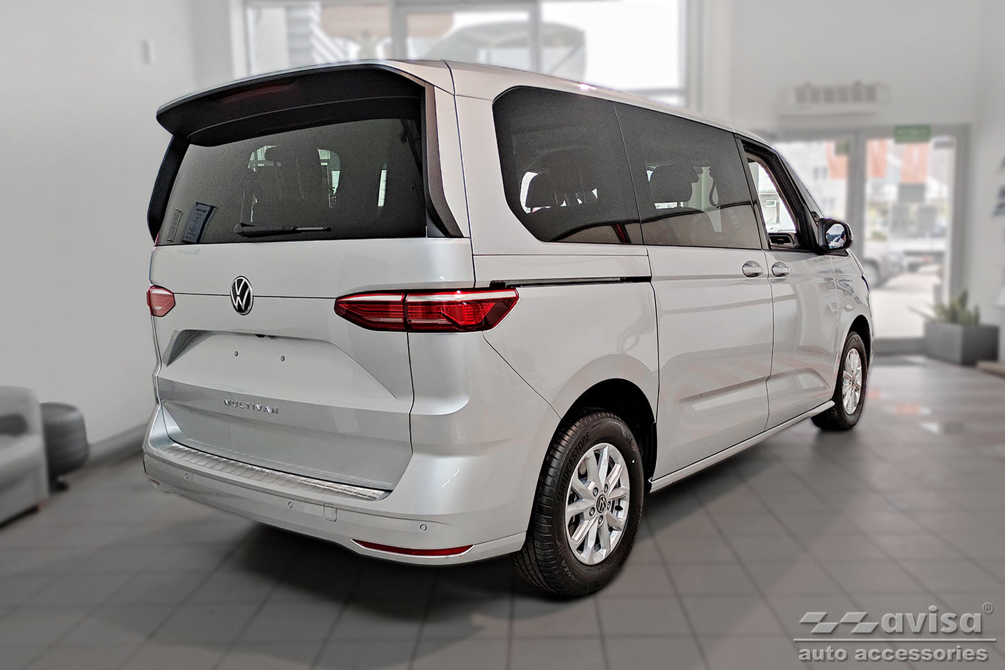 protector de parachoques trasero VW MULTIVAN T7 plata satinado
