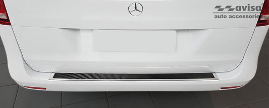 protector de parachoques trasero MERCEDES CLASE V W447 espejo acero, negro fibra de carbono