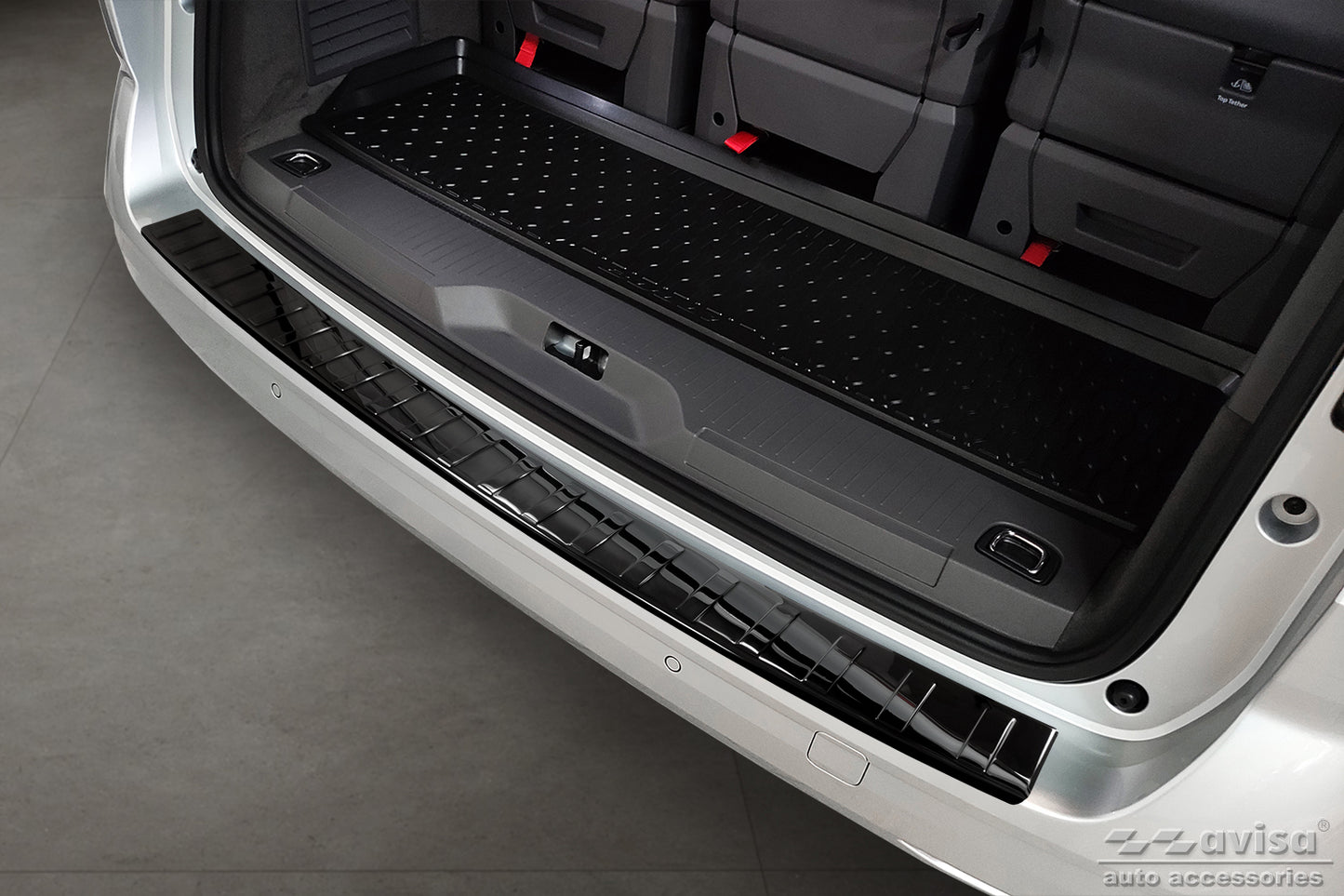 protector de parachoques trasero VW MULTIVAN T7 negro espejo