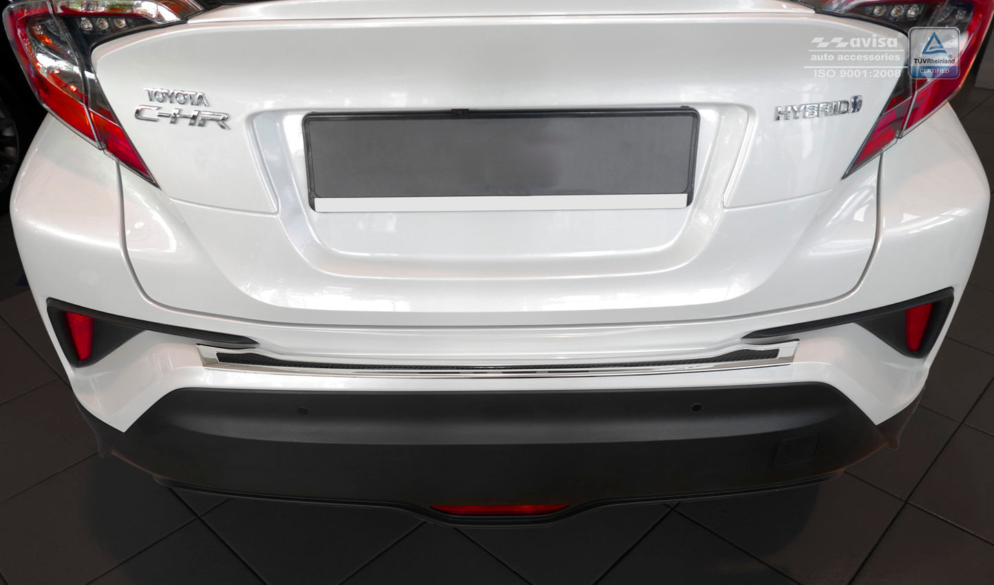 protector de parachoques trasero TOYOTA C-HR crossover espejo acero,negro fibra de carbono