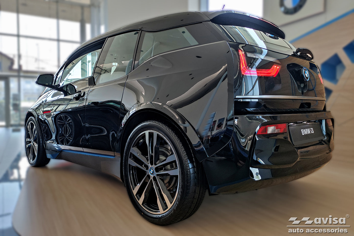 protector de parachoques trasero BMW i3 negro