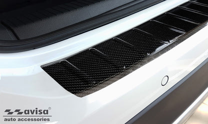 protector de parachoques trasero VW T-Cross negro fibra de carbono