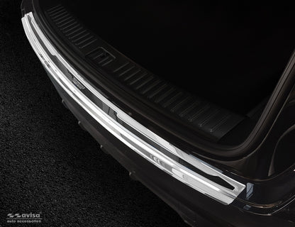 protector de parachoques trasero PORSCHE CAYENNE plata espejo, negro fibra de carbono