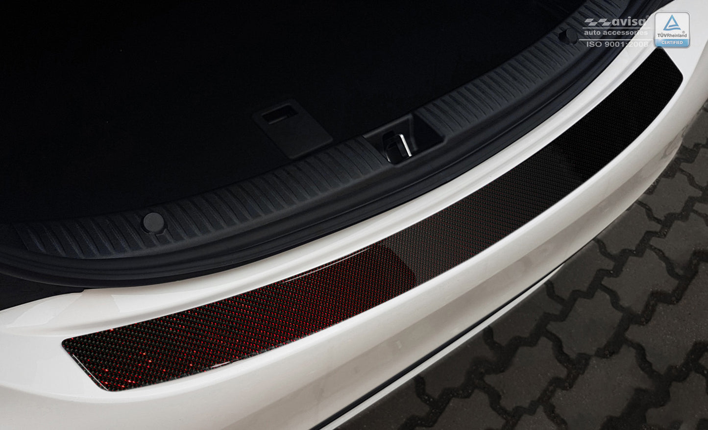 protector de parachoques trasero MERCEDES CLASE C W205 rojo / negro
