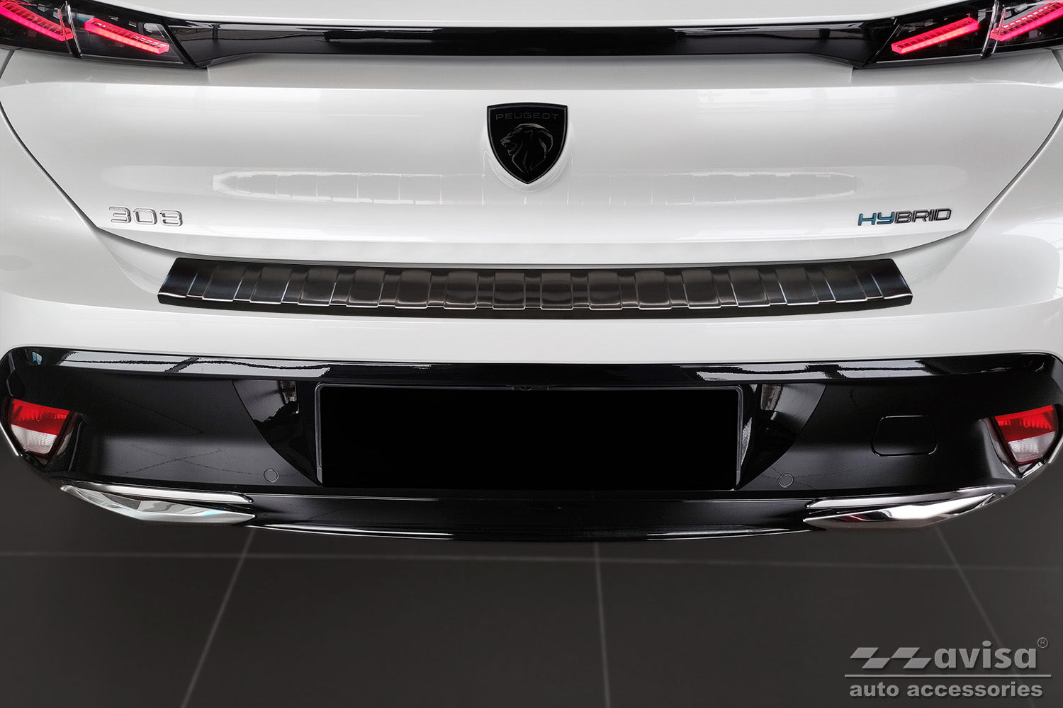 protector de parachoques trasero PEUGEOT 308 negro