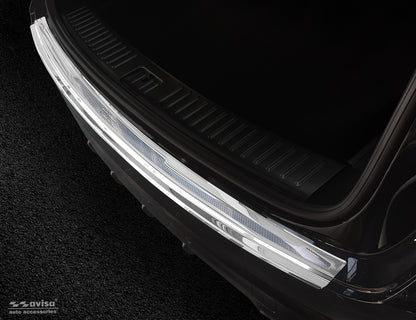 protector de parachoques trasero PORSCHE CAYENNE plata espejo, plata fibra de carbono