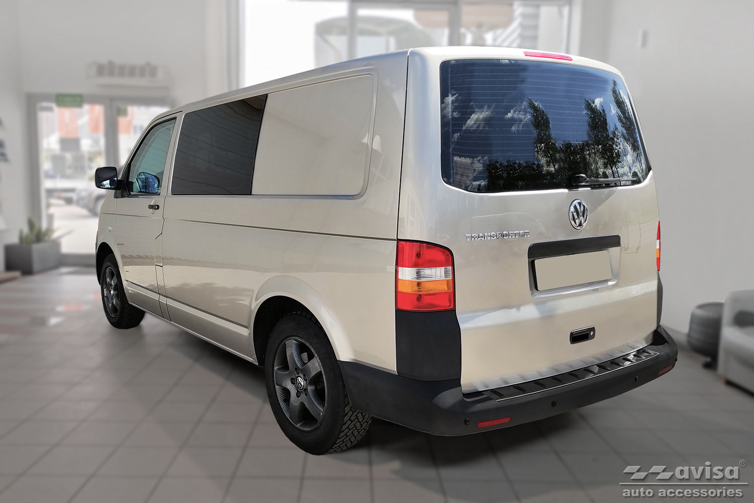 protector de parachoques trasero VW TRANSPORTER T5 Multivan/Caravelle negro