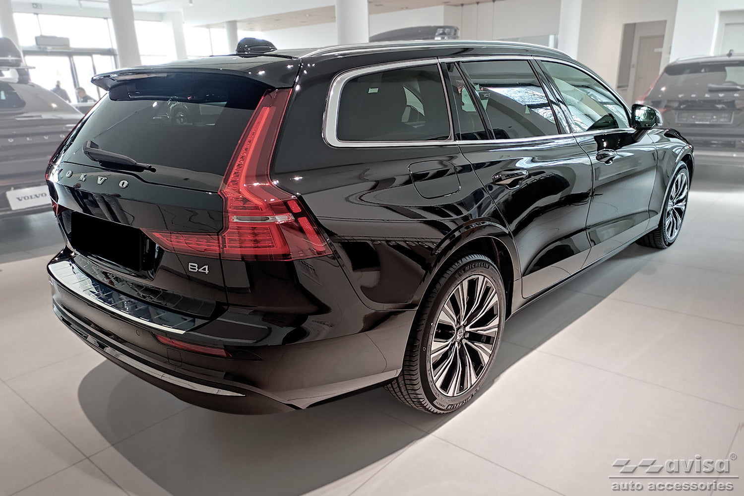protector de parachoques trasero VOLVO V60 Plug-n Hybrid plata espejo