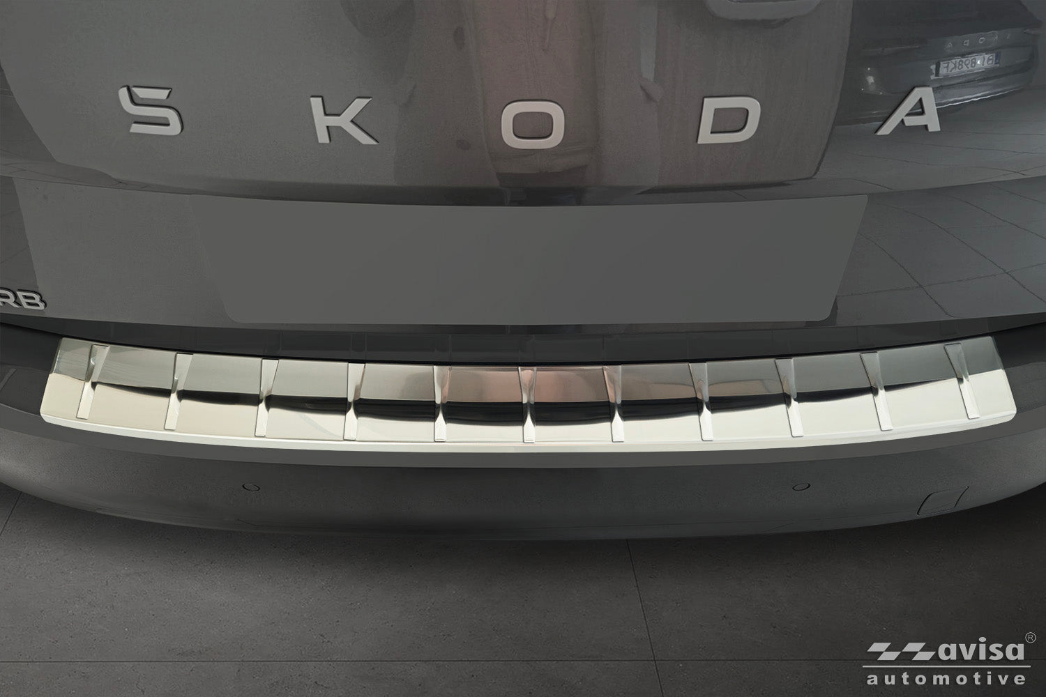 protector de parachoques trasero SKODA SUPERB liftback plata satinado