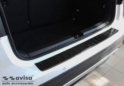 protector de parachoques trasero VW T-Cross negro fibra de carbono