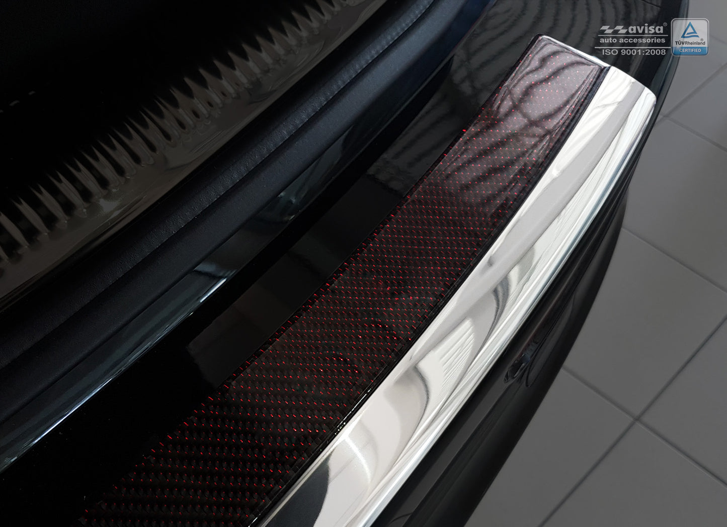 protector de parachoques trasero AUDI SQ5 espejo acero, rojo&negro carbon fibre