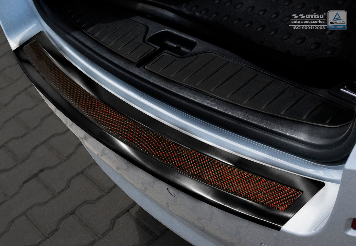 protector de parachoques trasero BMW 5 F11 touring negro acero, rojo&negro fibra de carbono