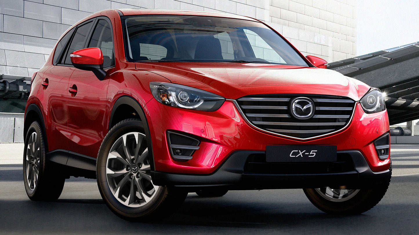 protector de parachoques trasero MAZDA CX-5 miror acero, rojo&negro fibra de carbono