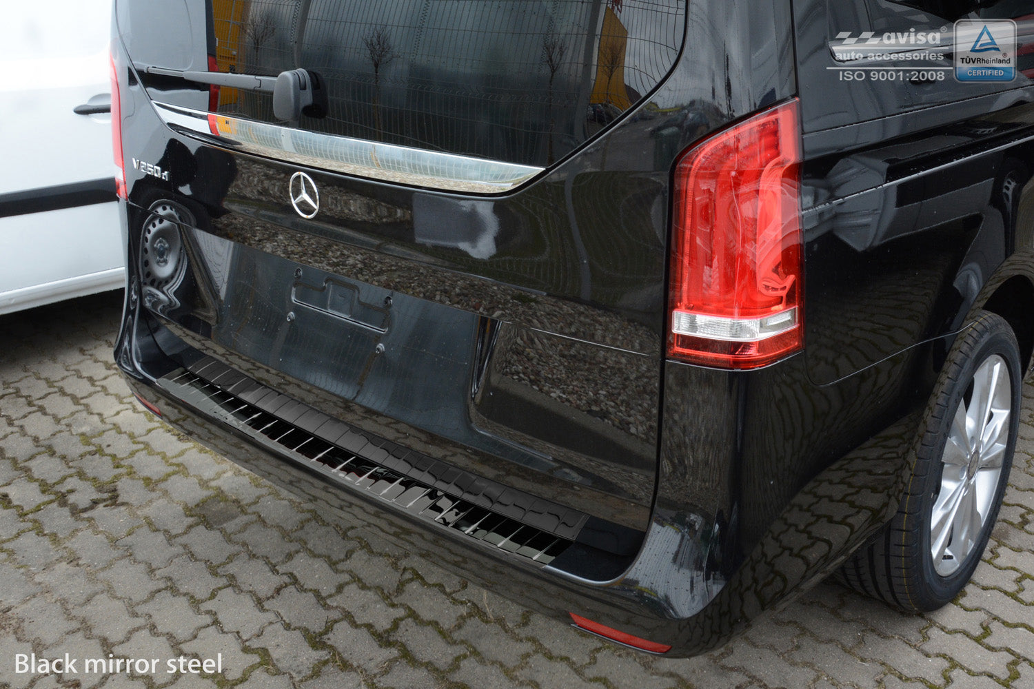 protector de parachoques trasero MERCEDES CLASE V W447 negro espejo acero