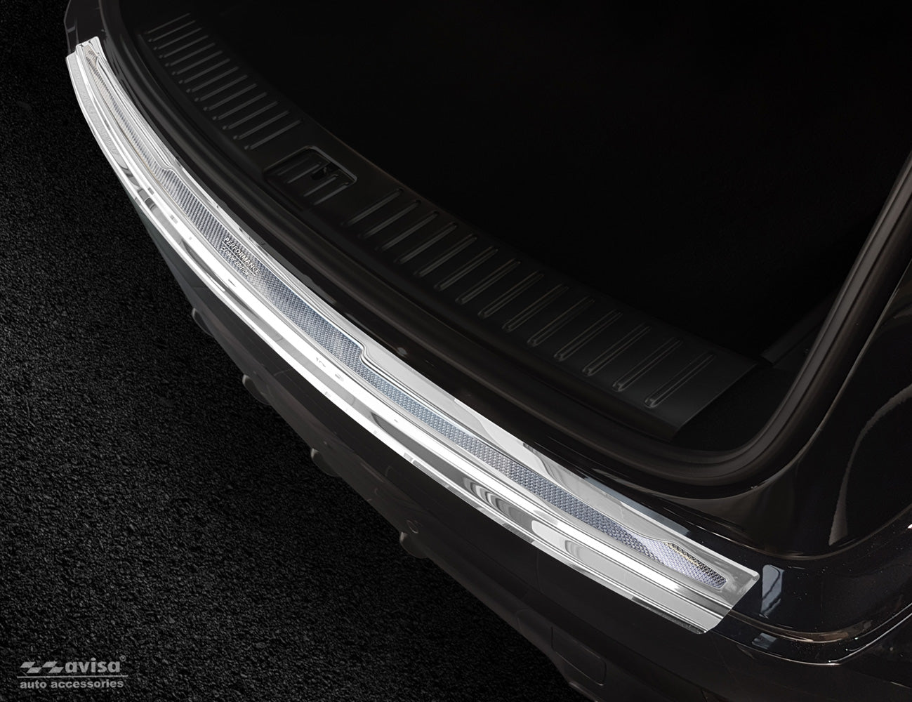 protector de parachoques trasero PORSCHE CAYENNE plata espejo, plata fibra de carbono
