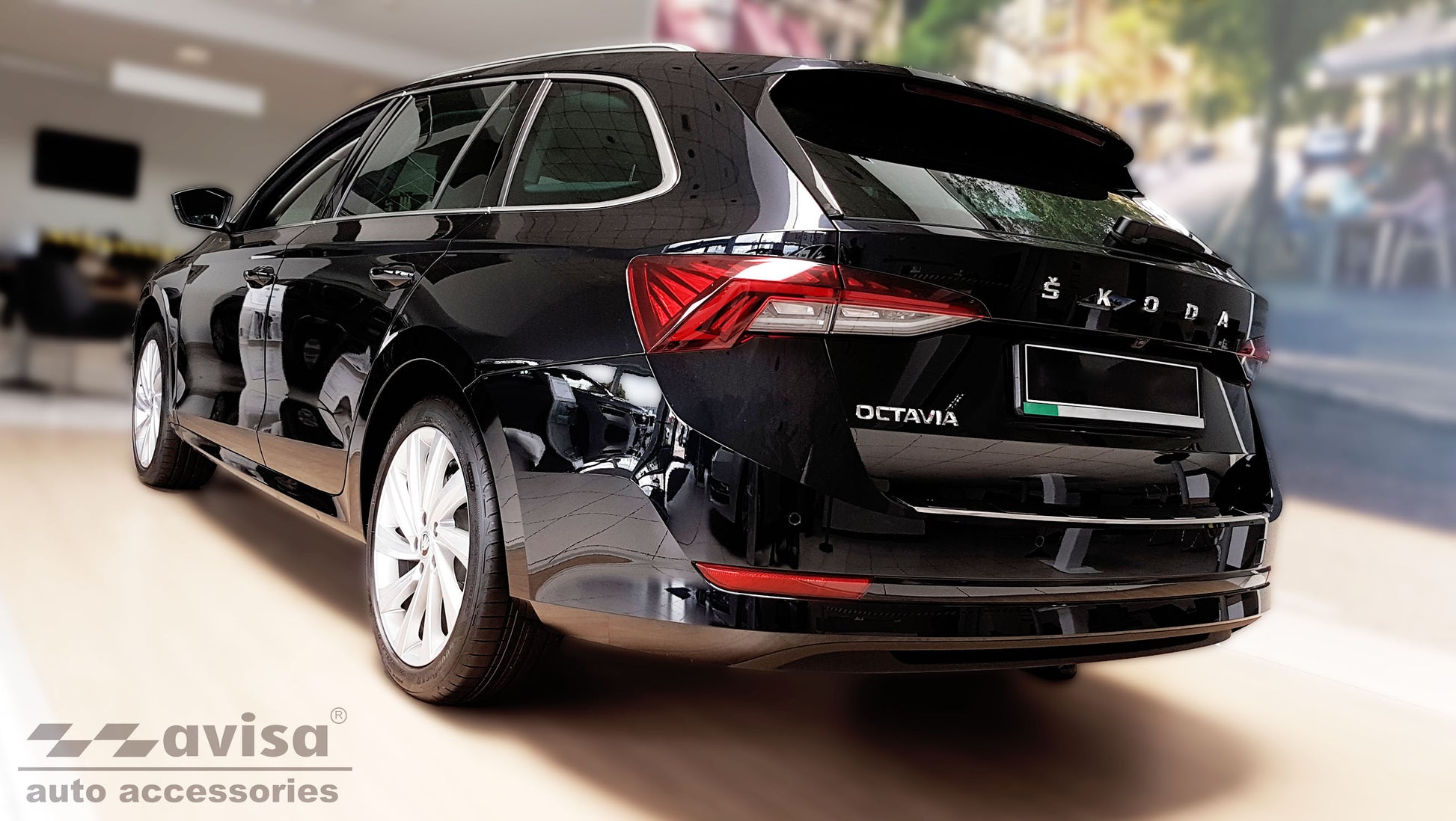 protector de parachoques trasero SKODA OCTAVIA combi negro 2019-24