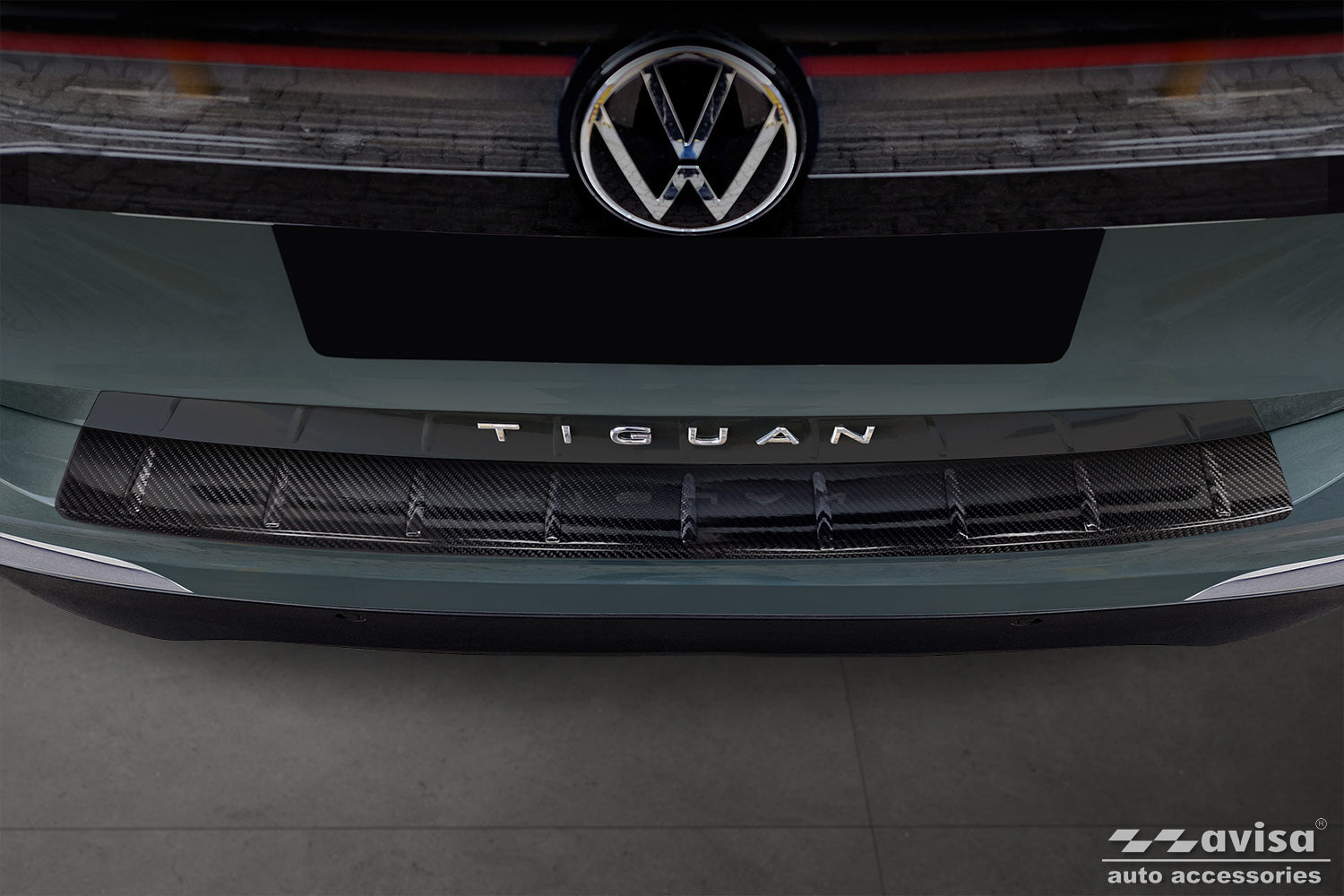 protector de parachoques trasero VW TIGUAN negro 2024+ fibra de carbono