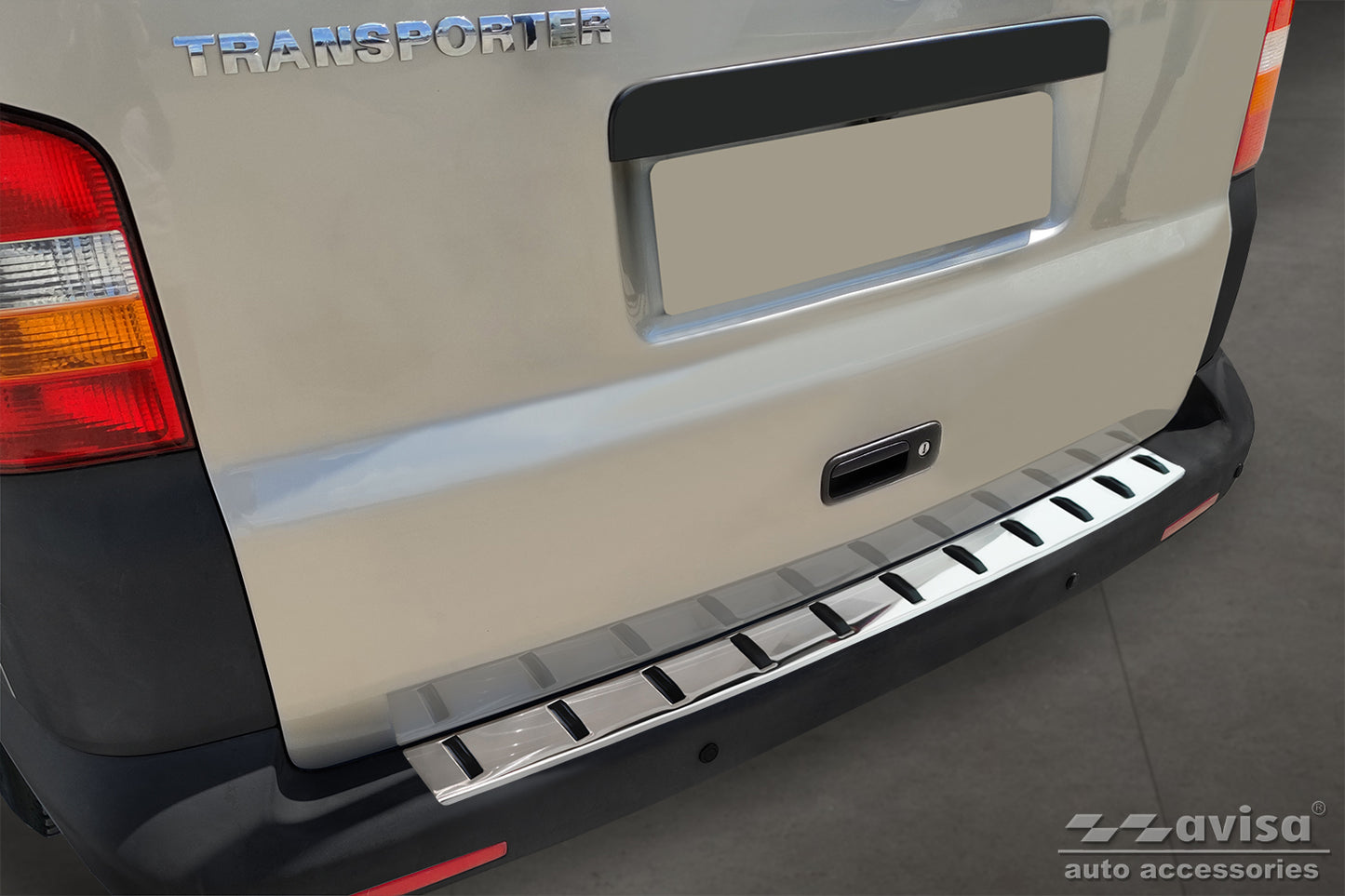protector de parachoques trasero VW TRANSPORTER T5 Multivan/Caravelle plata satinado