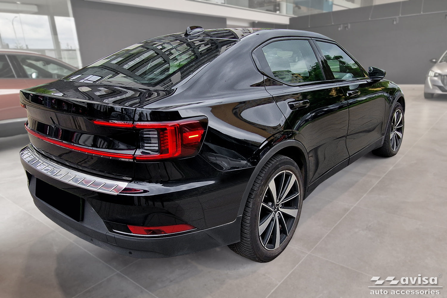 protector de parachoques trasero POLESTAR 2 liftback plata satinado