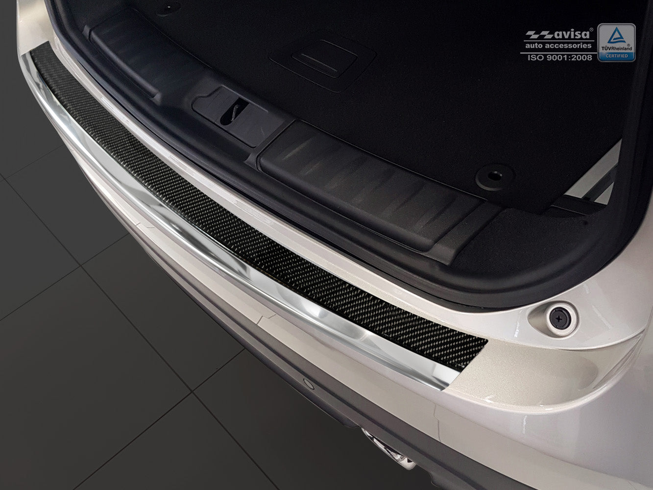 protector de parachoques trasero JAGUAR F-PACE espejo acero,negro fibra de carbono