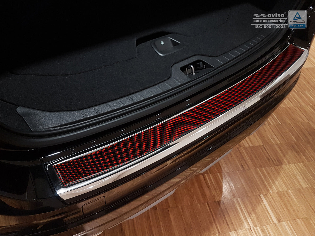 protector de parachoques trasero VOLVO XC60 plata espejo, rojo fibra de carbono