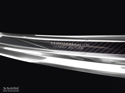 protector de parachoques trasero PORSCHE CAYENNE plata espejo, negro fibra de carbono
