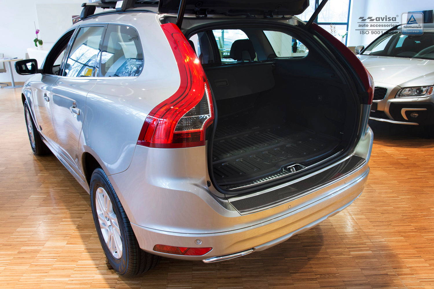 protector de parachoques trasero VOLVO XC60 negro 2013-17 fribra de carbono 3D