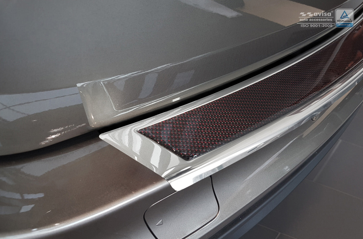 protector de parachoques trasero BMW X5 F15 espejo acero, rojo fibra de carbono