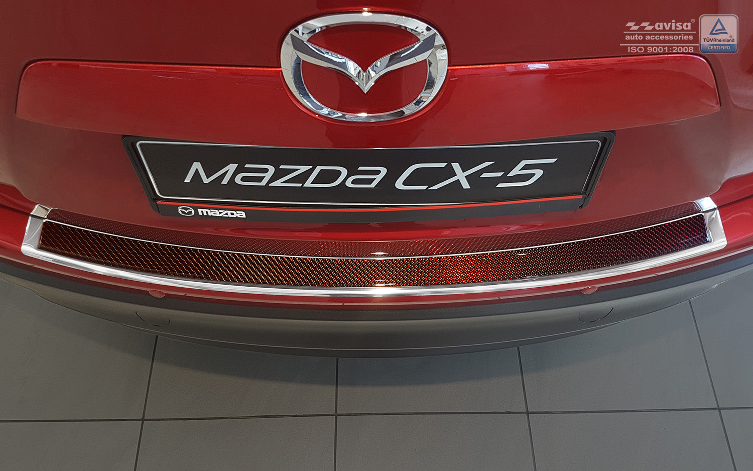 protector de parachoques trasero MAZDA CX-5 miror acero, rojo&negro fibra de carbono