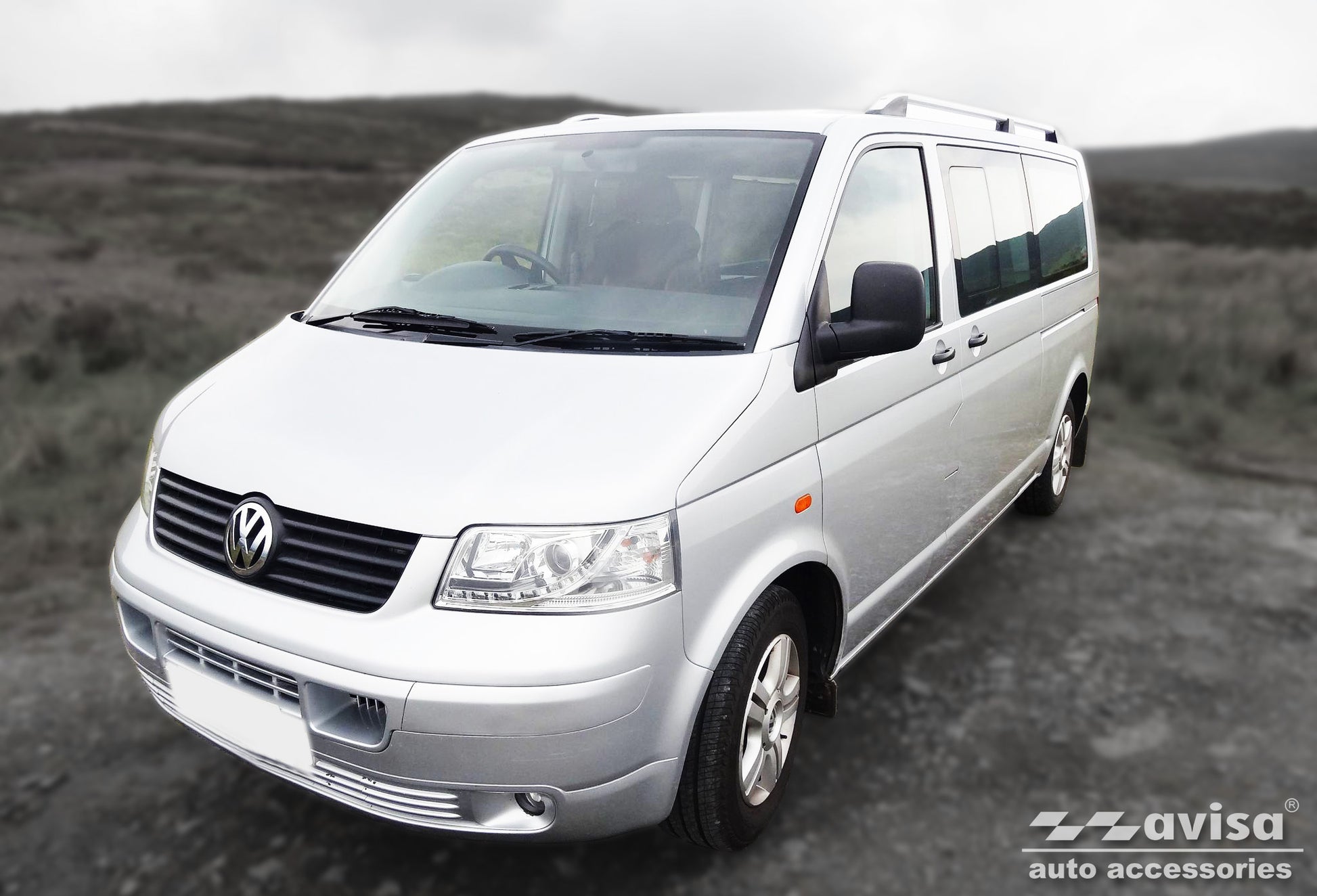 protector de parachoques trasero VW TRANSPORTER T5 Multivan negro espejo