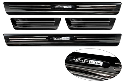 Protector umbral de puertas ''EXCLUSIVE edition'' 3d emblem 4 piezas)SEAT ARONA XCELLENCE negro espejo