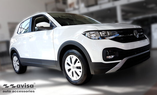 protector de parachoques trasero VW T-Cross negro fibra de carbono