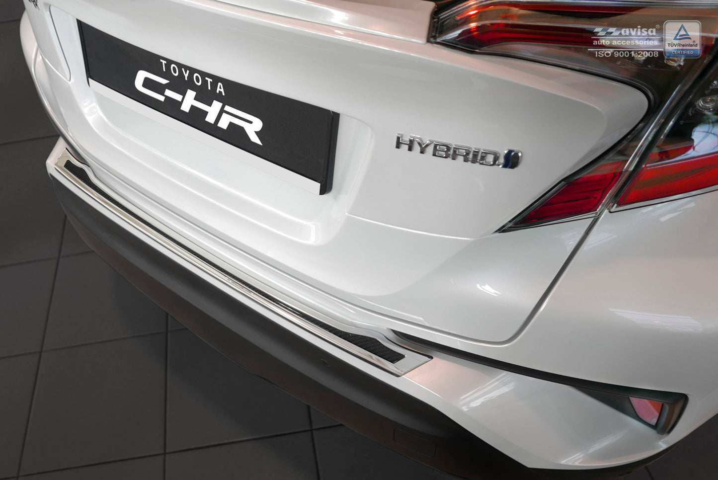 protector de parachoques trasero TOYOTA C-HR crossover espejo acero,negro fibra de carbono
