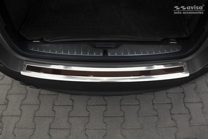 protector de parachoques trasero BMW 5 F11 touring espejo acero, rojo&negro fibra de carbono