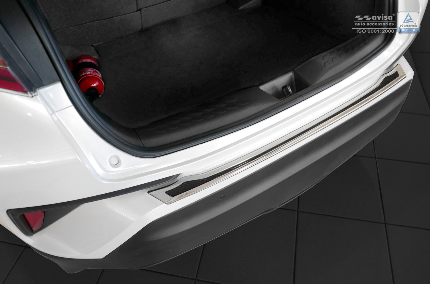 protector de parachoques trasero TOYOTA C-HR crossover espejo acero,negro fibra de carbono