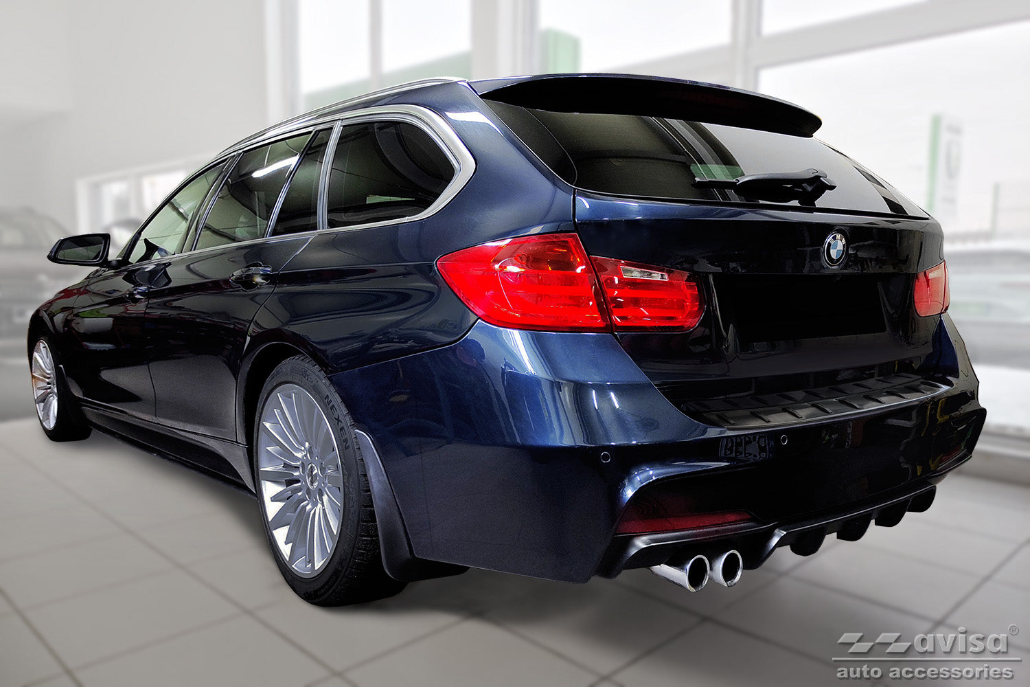 protector de parachoques trasero BMW 3 F31 Touring negro