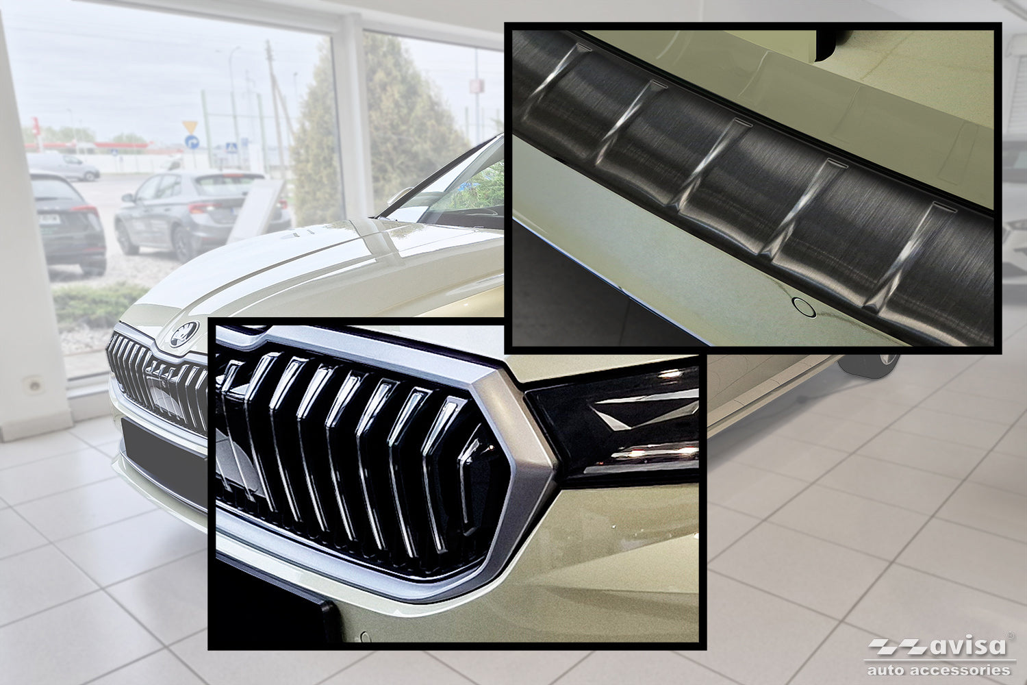 protector de parachoques trasero SKODA SUPERB COMBI negro 2024+